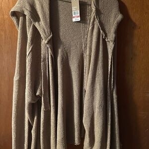 BKE Tan Cardigan Sweater with Open Front Design